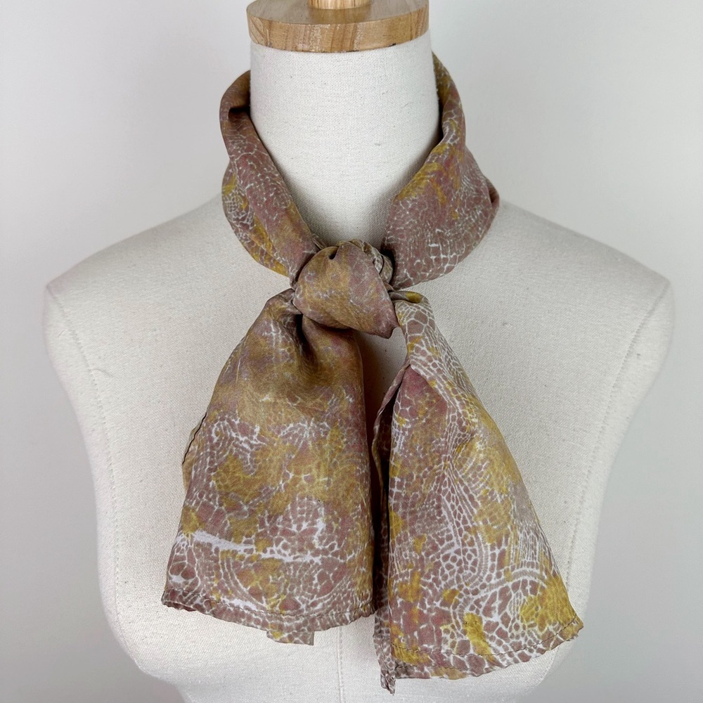 Silk Pink And Yellow Printed Scarf